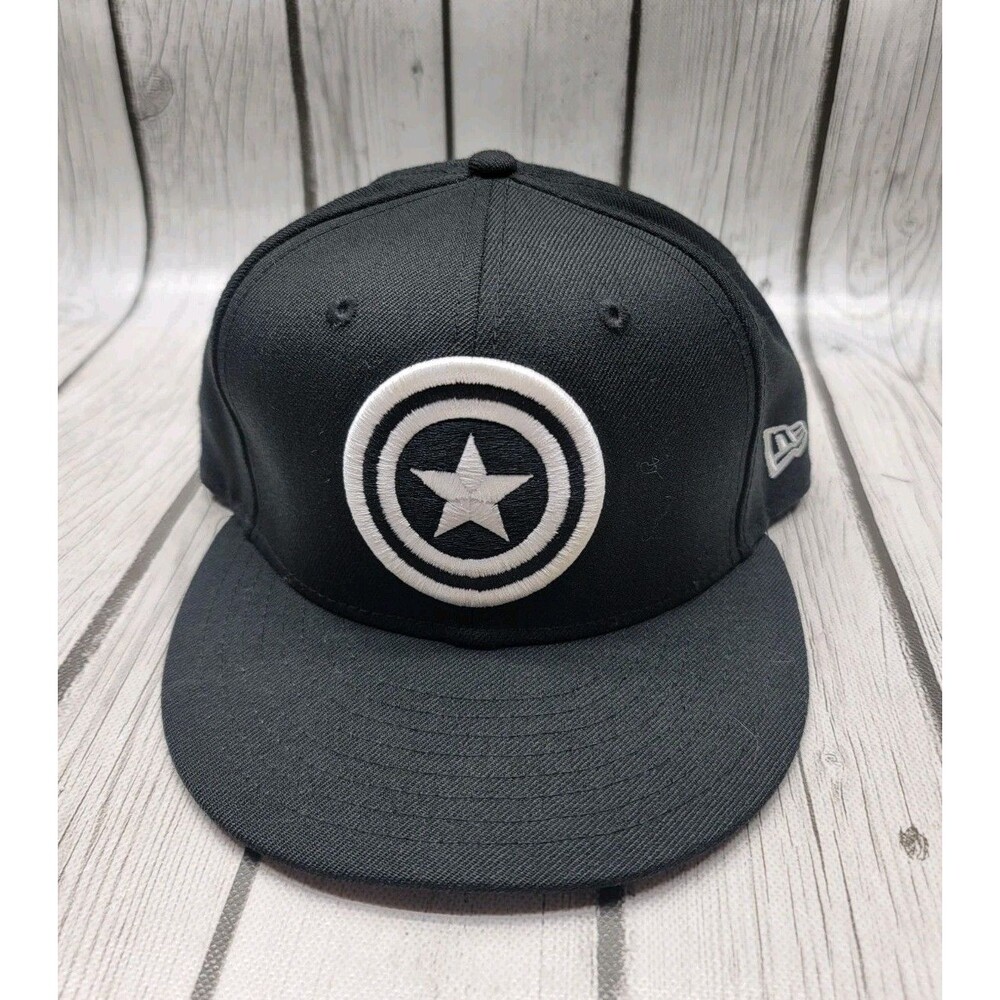 New Era Captain America Hat Black White Shield Logo Marvel Cap One Size OSFM